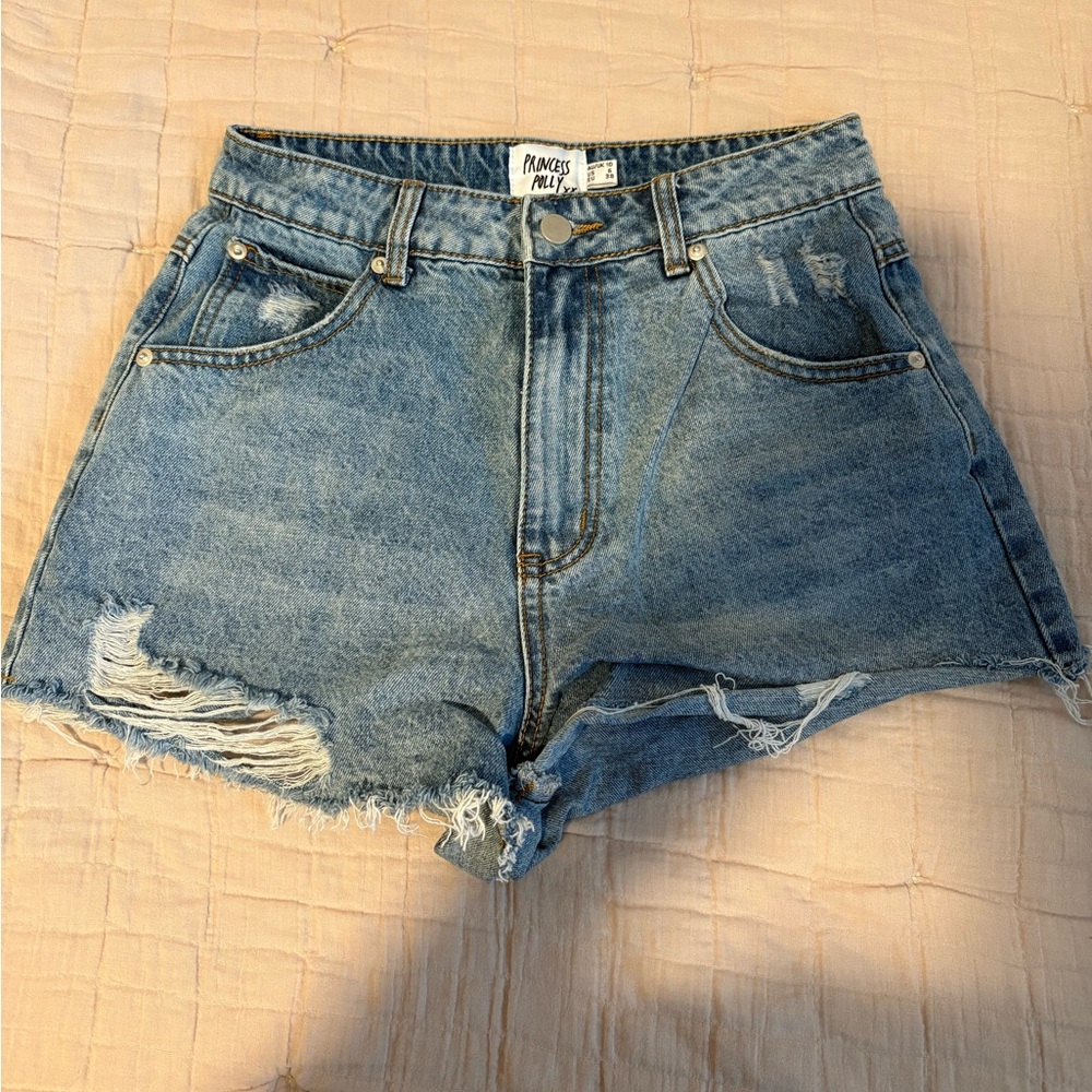 Medium Wash Blue Denim Women's Shorts